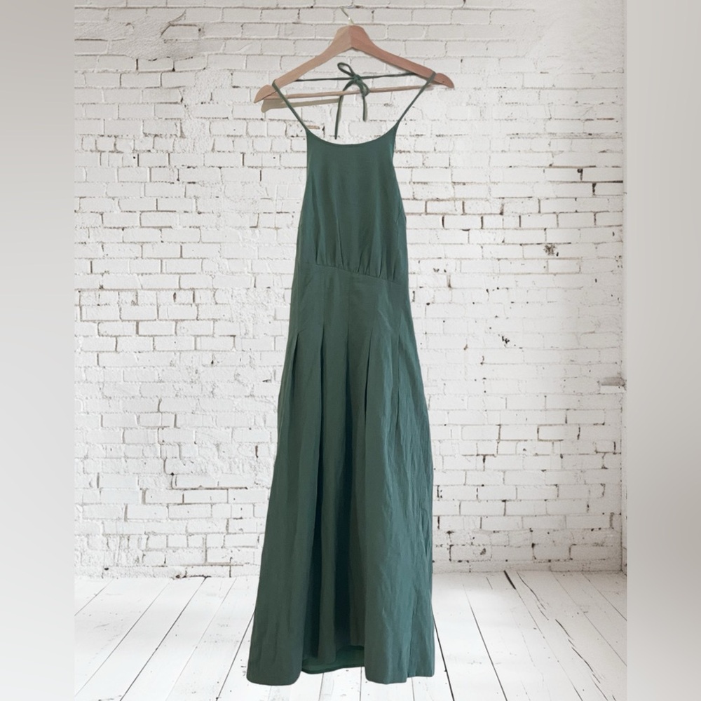 Free People Green Halter Open Back Midi Dress New Without Tags
